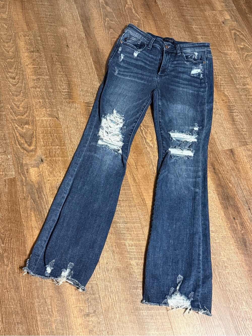 Judy Blue Slim Boot Cut Women’s Dark Blue Distressed Jeans